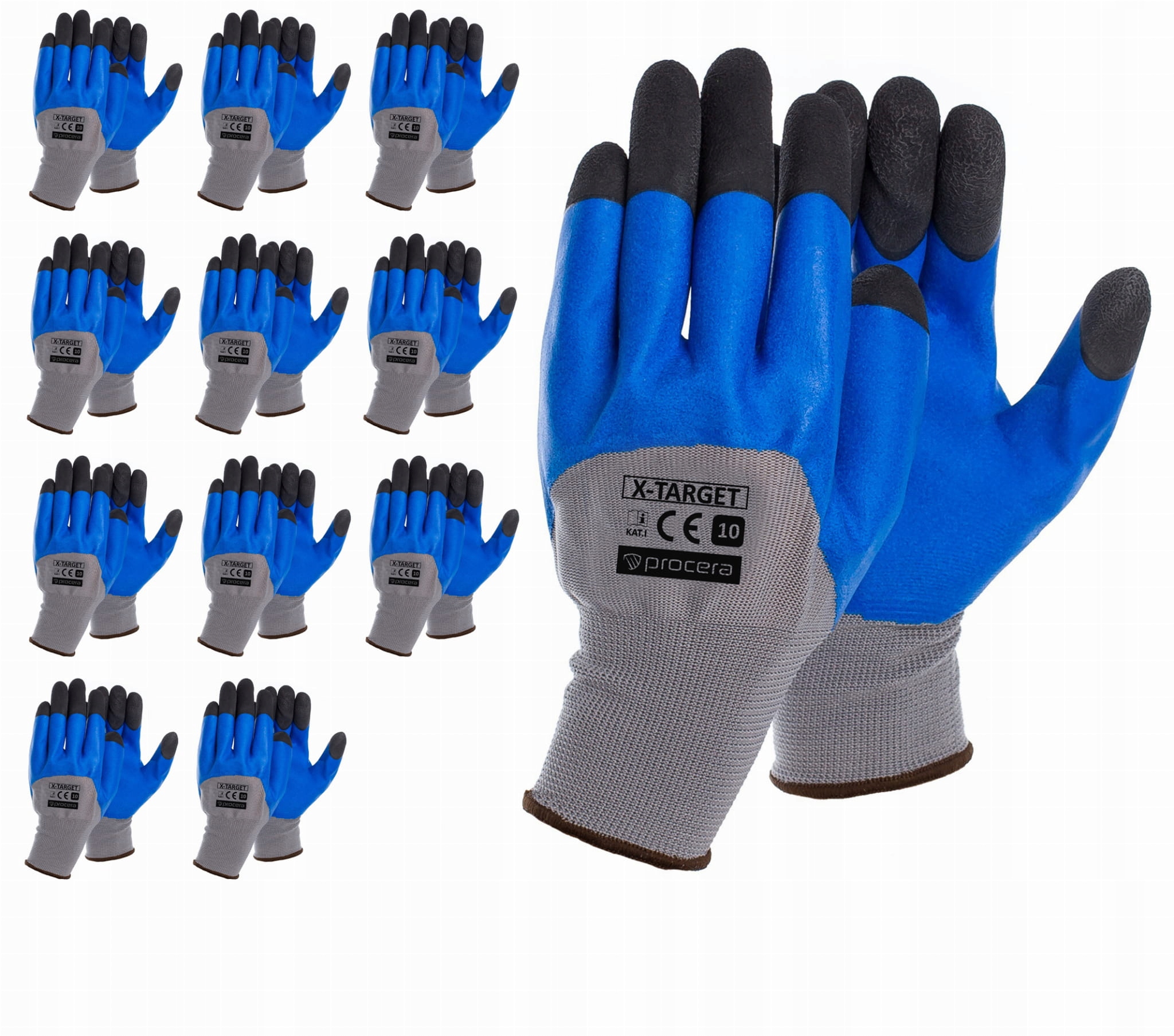 

12x Rękawice robocze powlekane lateksem Target 10