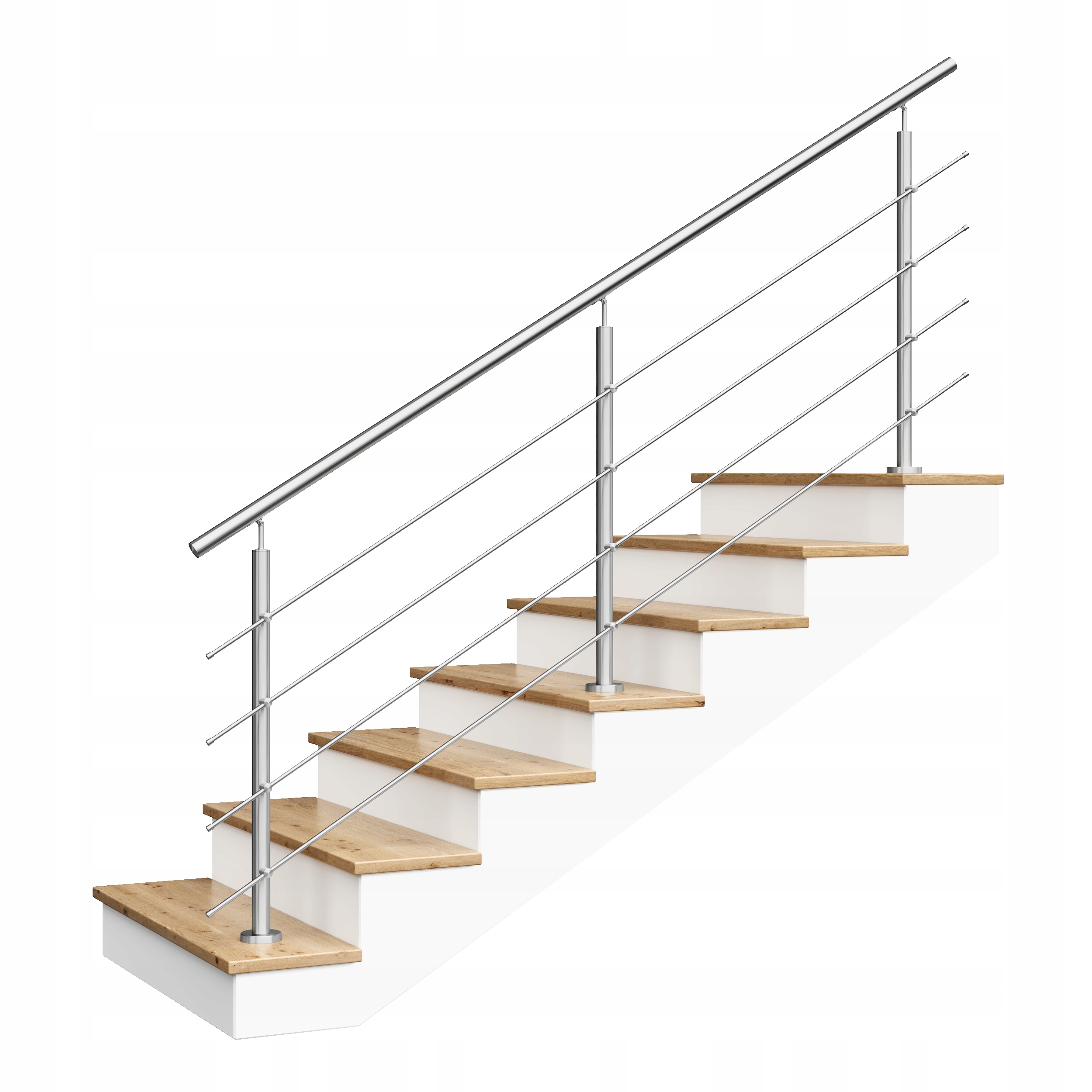 Nerezové schodišťové a balkonové zábradlí s výplní 4 x Ø12 mm, délka: 2,5 m