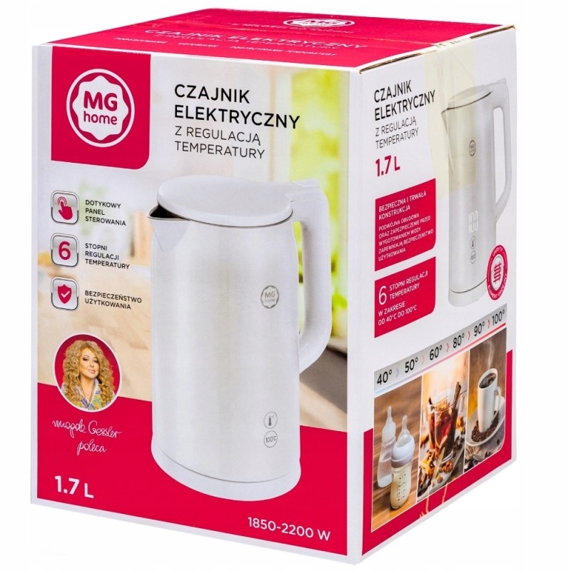 Elektrická Konvice S Regulací Teploty DK24005W Bílá Mg Home 1,7 L