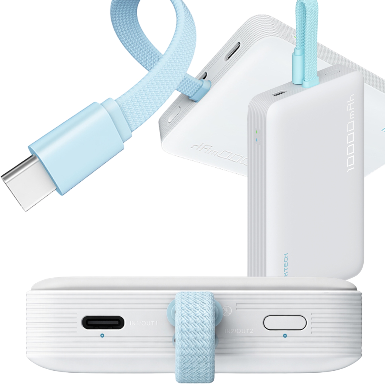 Powerbank 10000MAH Power Bank Mocny Usb-c Kabel Usb-c Szybki Magnetyczny