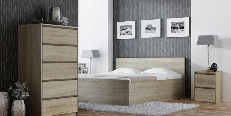 SZAFKA NOCNA DO SYPIALNI STOLIK KARO K2 DĄB SONOMA Głębokość mebla 43 cm