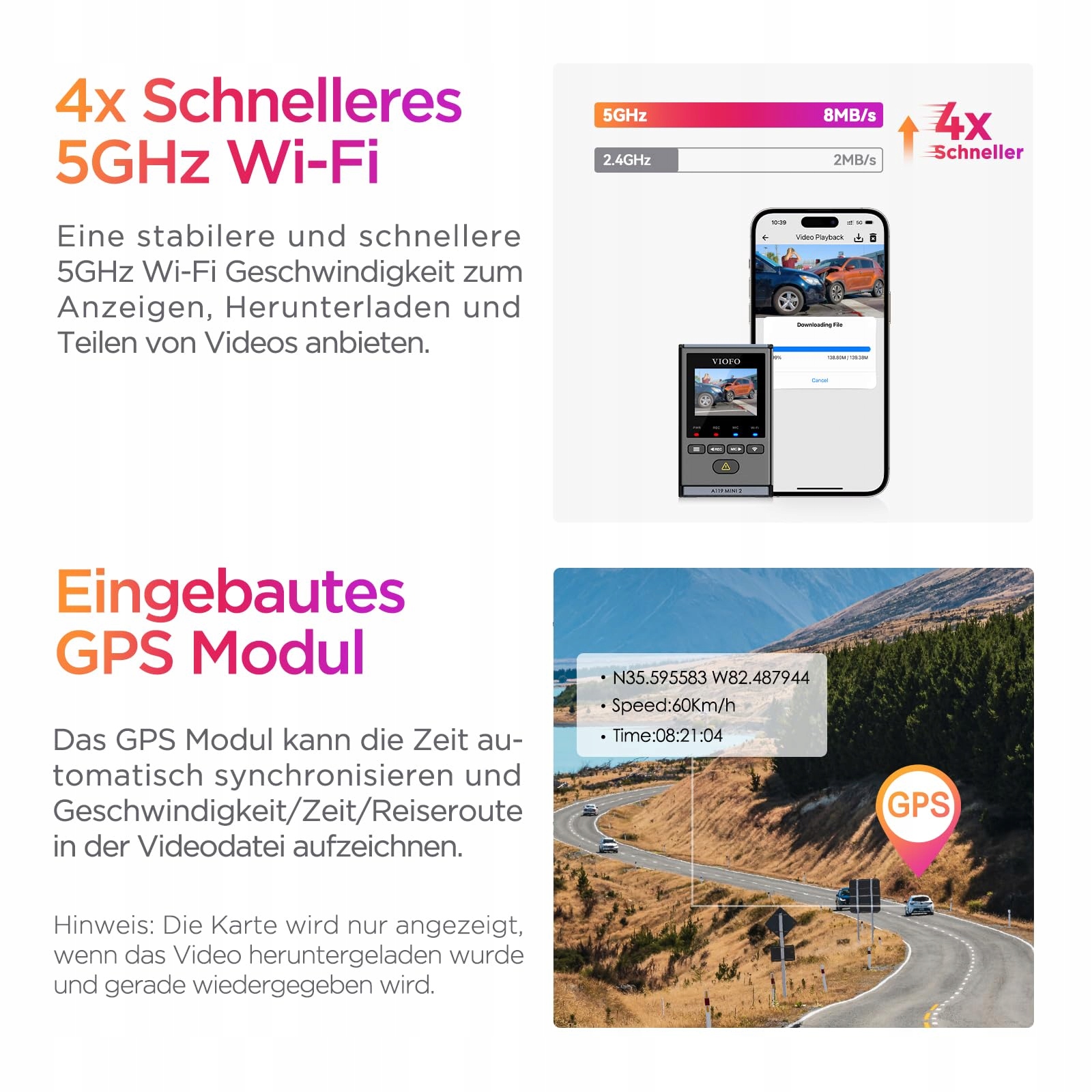 VIOFO Kamera Samochodowa A119 Mini 2 2K 60fps HDR GPS Wi-Fi STARVIS 2 — miniatura 6