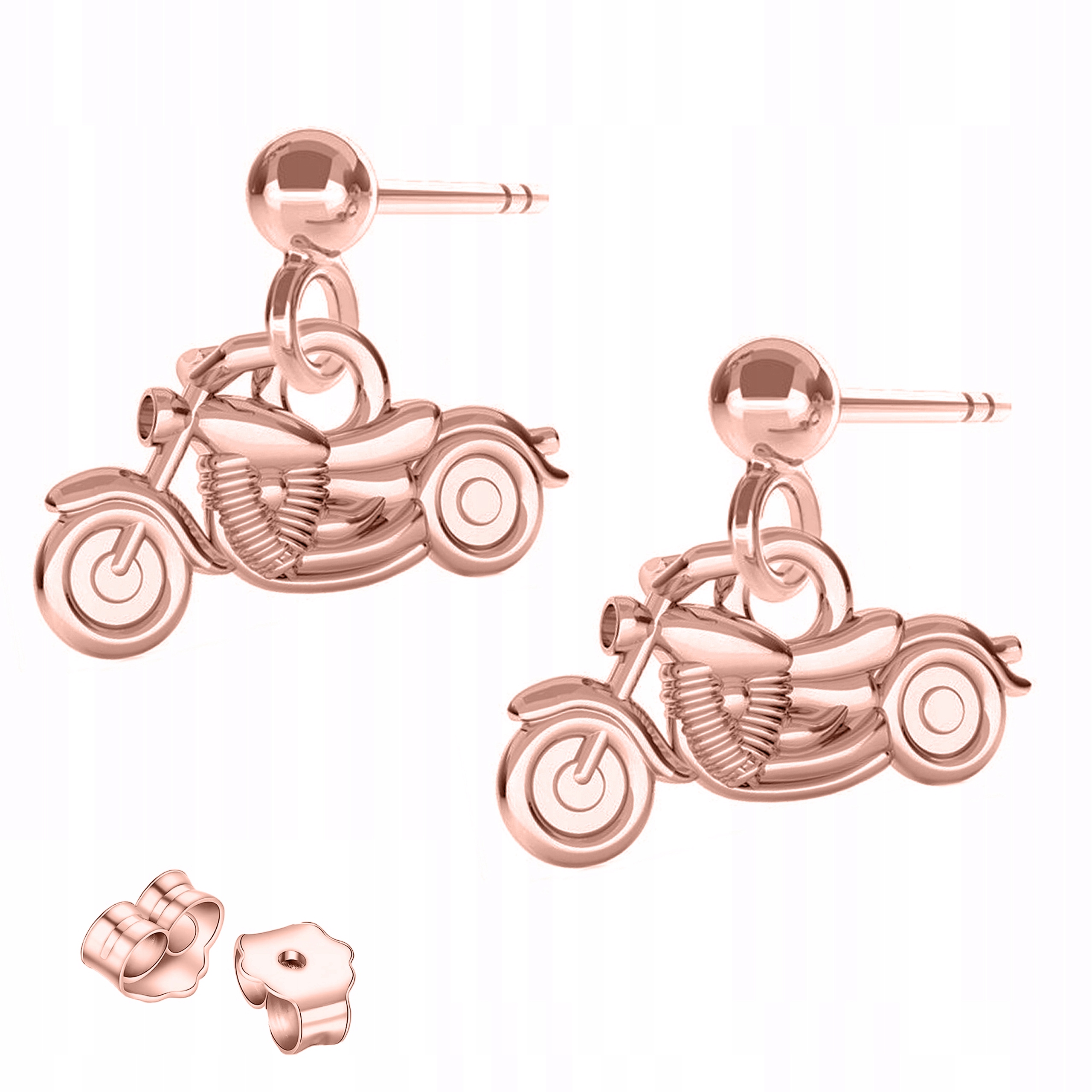 Náušnice Pozlacené s motocykly Motocykl Harley Motor Stříbro 925