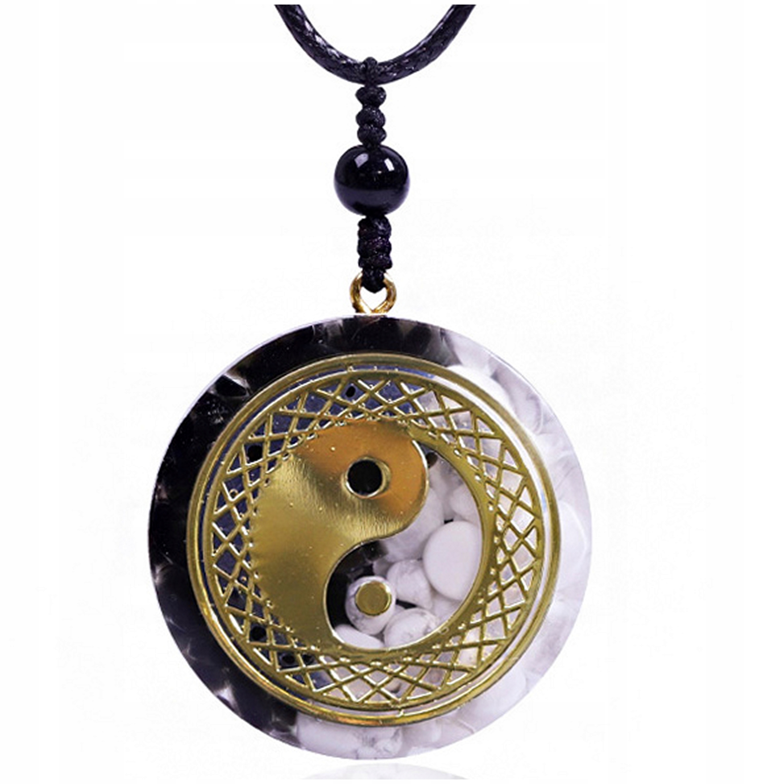 Náhrdelník Z Pryskyřice Orgonit Yin Yang Obsidián Howlit Měď Dárek Pro Ni