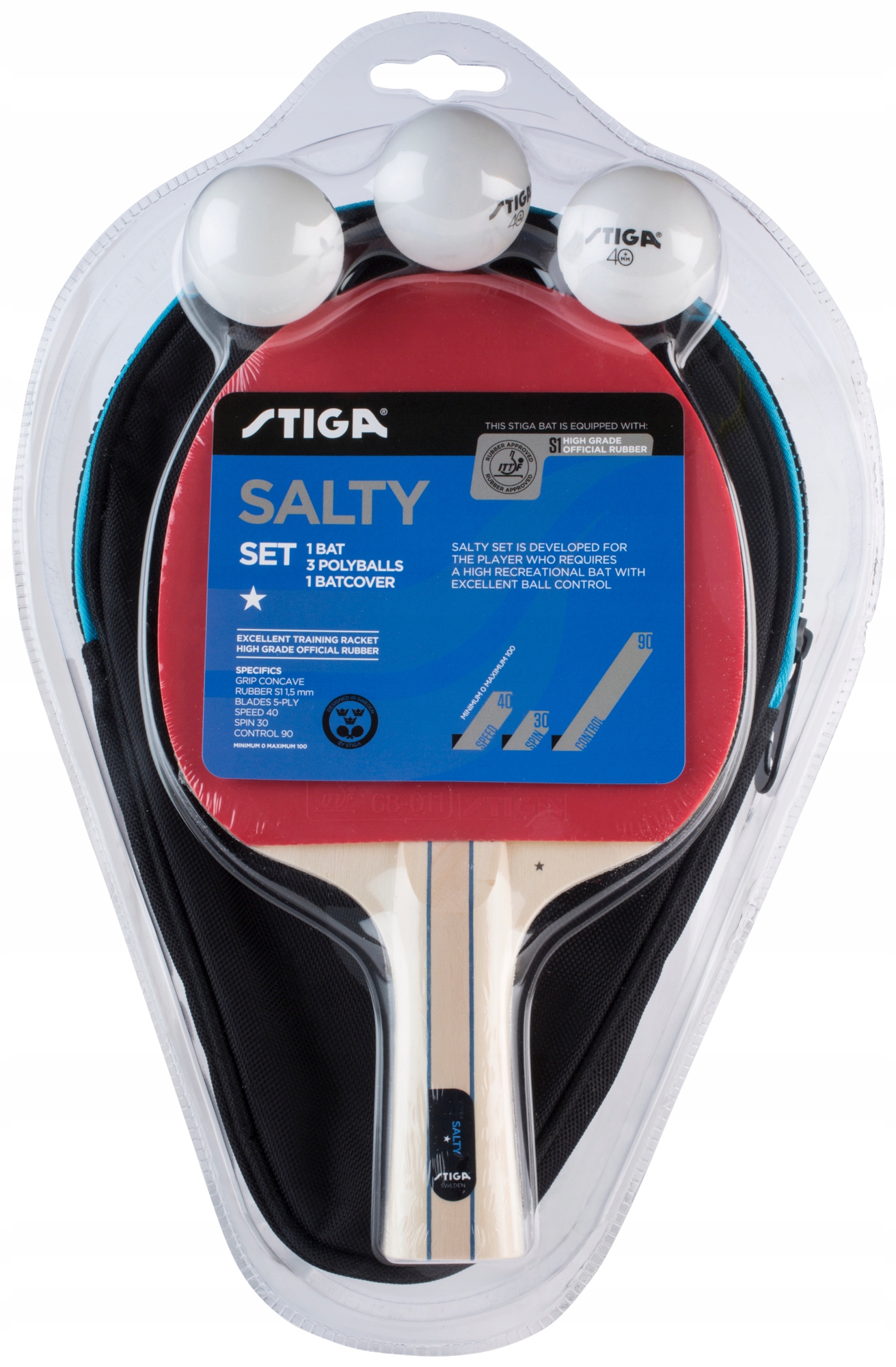 Zestaw Stiga Salty 1 rakietka,3 piłeczki+POKROWIEC