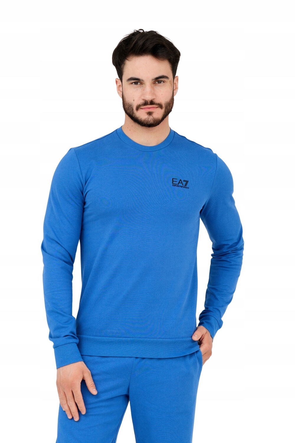 EA7 Niebieska bluza męska z czarnym logo L