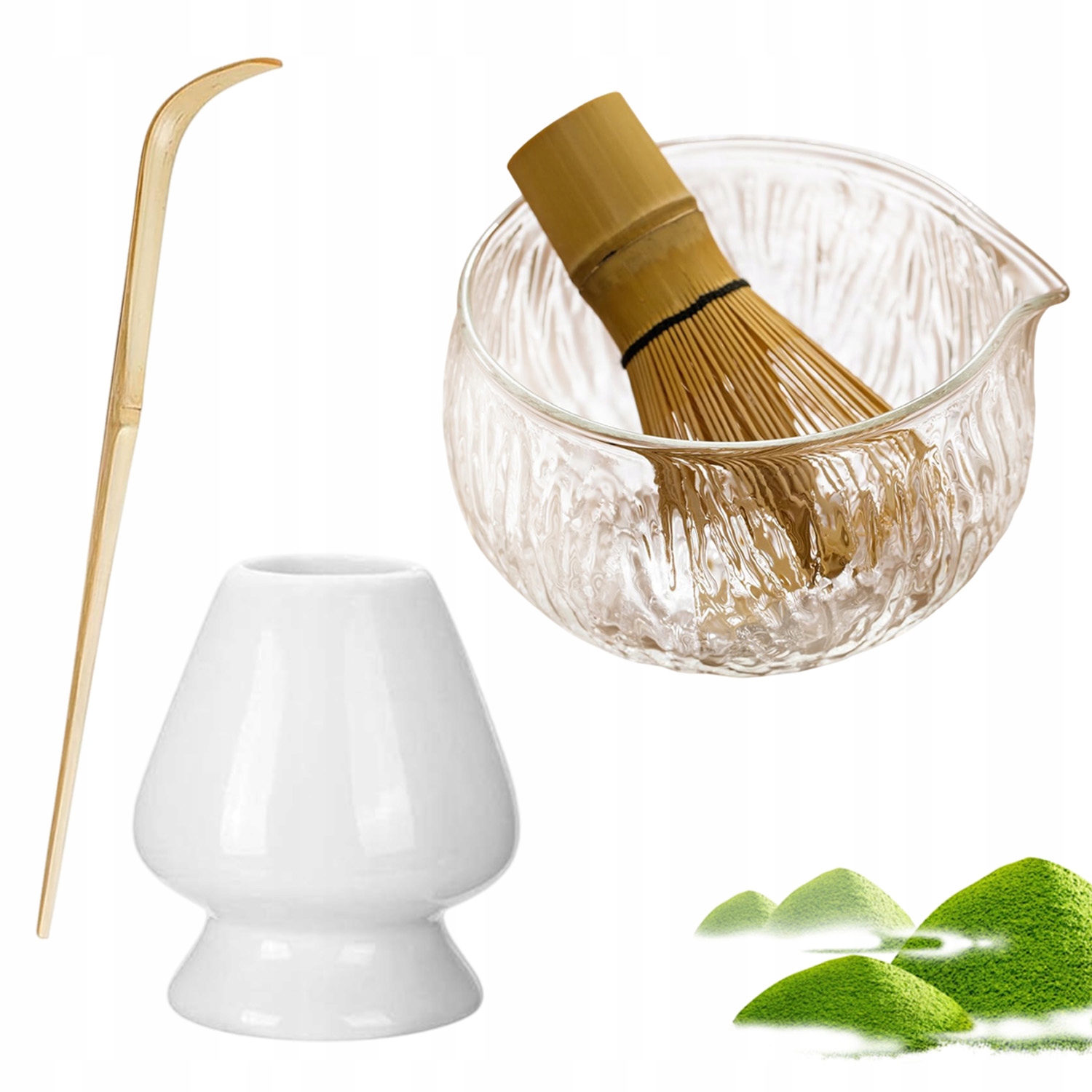 Levně Sada Na Čaj Matcha Šálek Metla Podstavec Lžička Na Dárky