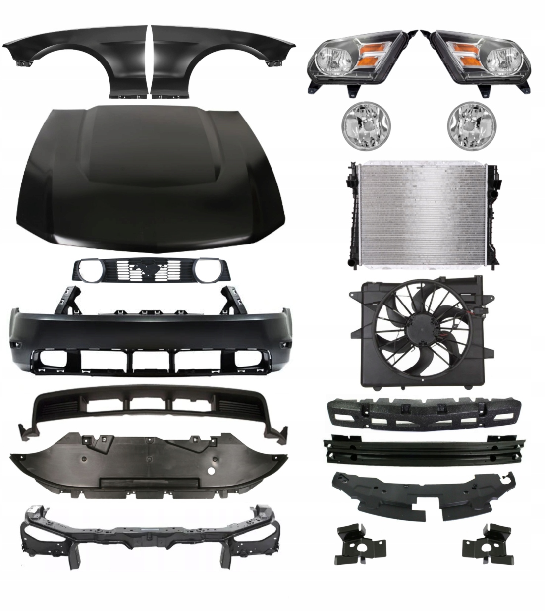 Ford Mustang GT 09-12 Zderzak Pas Maska Błotnik ZESTAW CZĘŚCI