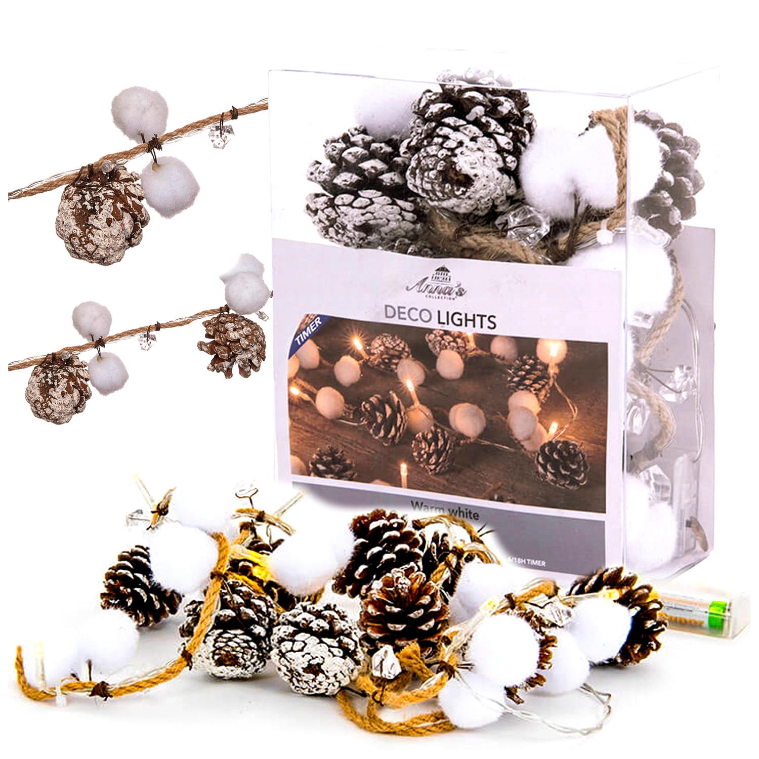 

Lampki Świąteczne Led Dekoracja z Juki i Szyszek