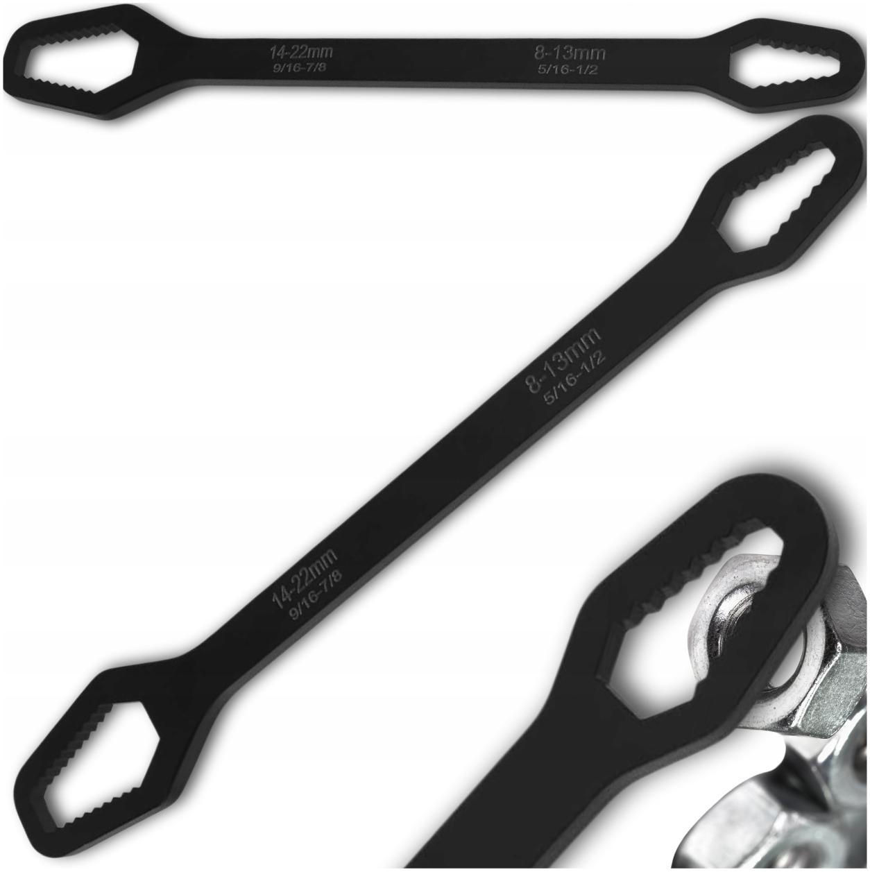Uniwersalny klucz płaski oczkowy dwugłowicowy calowy 8-22mm torx czarny