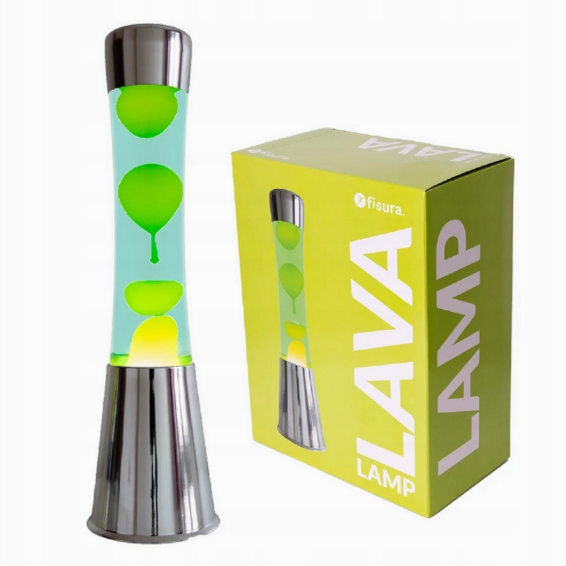Lávová lampa magma Lava Lawa lampa LT1051 Zelená žlutá Fisura magmatická