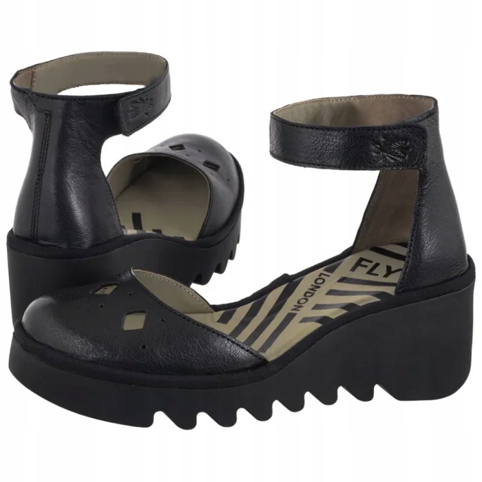 Dámské kožené lodičky Fly London Mousse P501626003 Černé