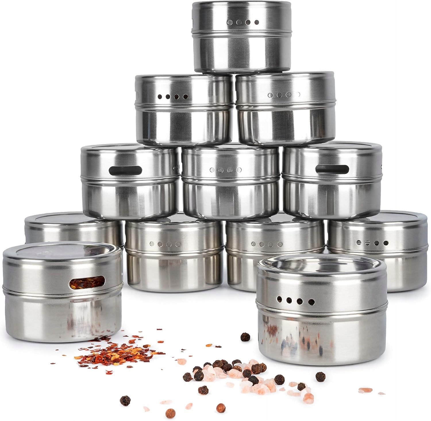 Sklenice Magnetické Koření Ocelové Kompaktní Sada 3 Kusů