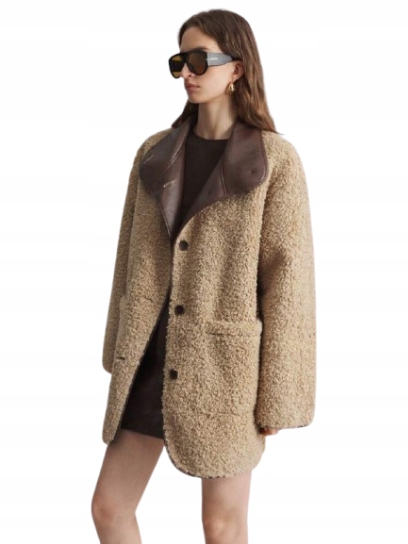 Shein Dámská Bunda Z Beránka Hnědá Na Knoflíky Velmi Módní 40/42 1CD