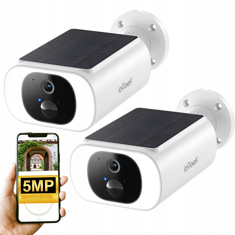 2 Kusy Solární Wifi Kamera 5MPX Inteligentní Venkovní Ip Bezdrátová