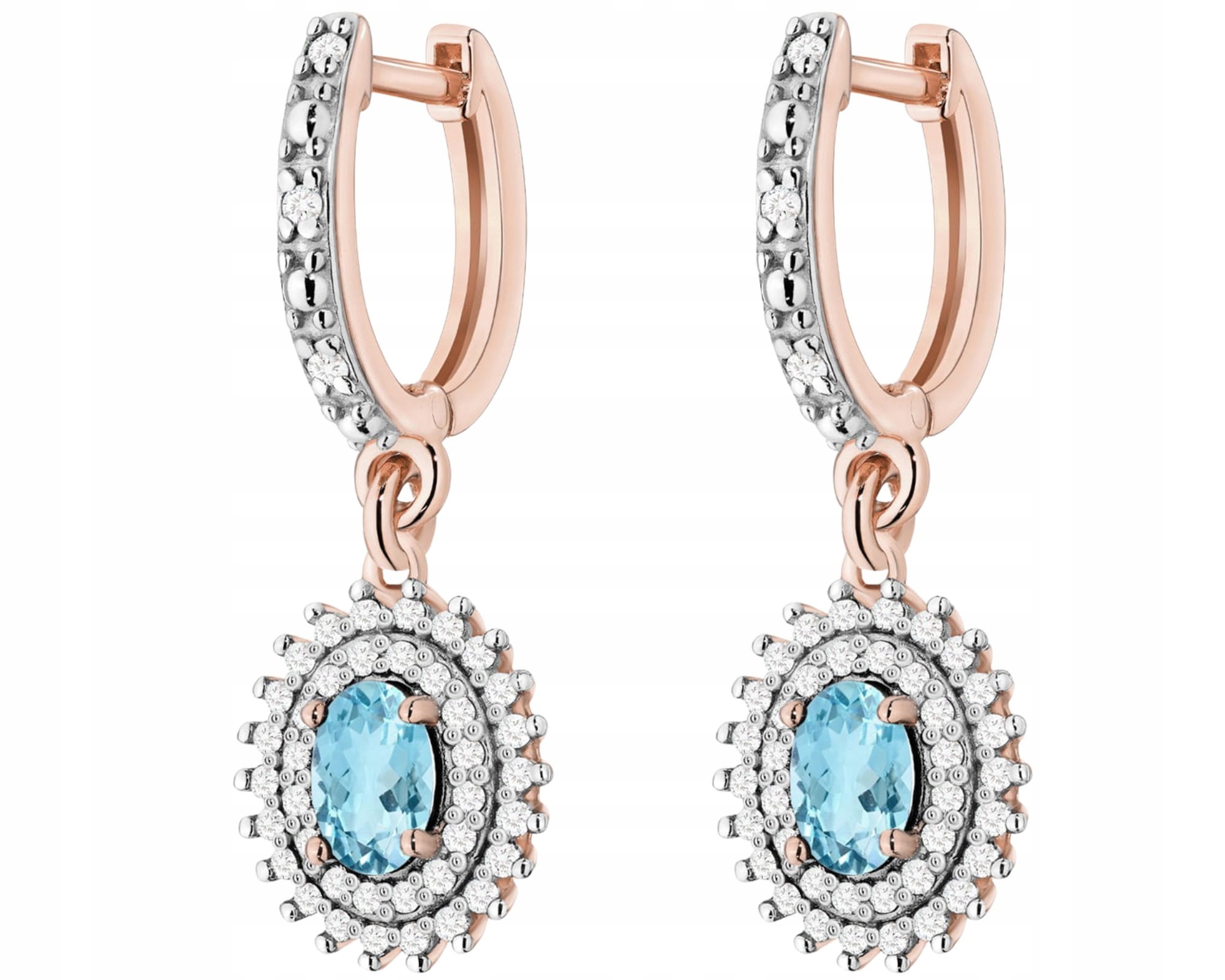 Růžové Zlato Náušnice S Topazy A Brilianty Zlato 585 Anglické Zapínání