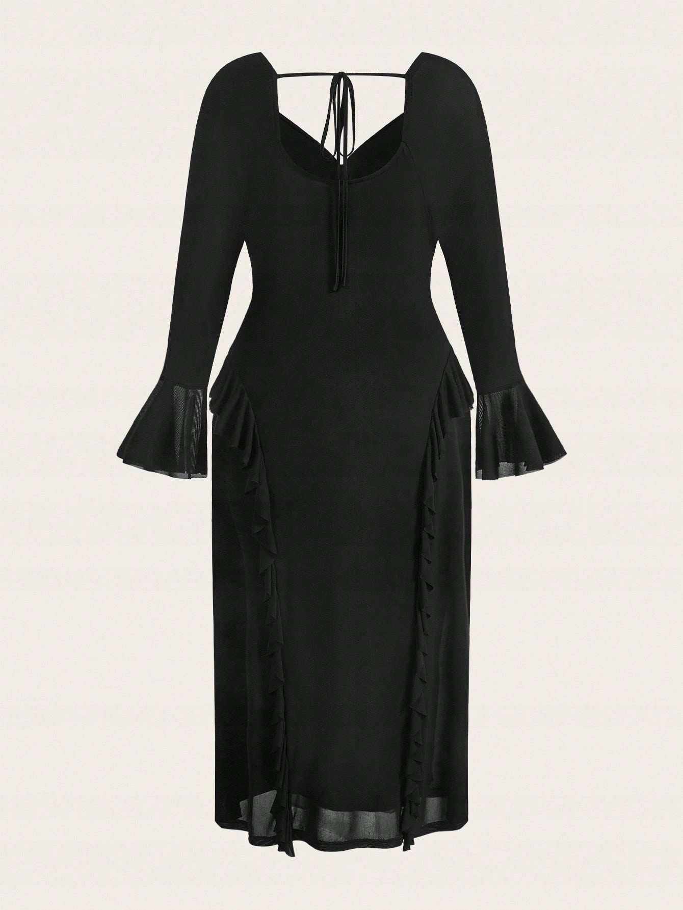 Šaty Maxi Elegantní Síťované Večerní Černé Shein 7XL 54