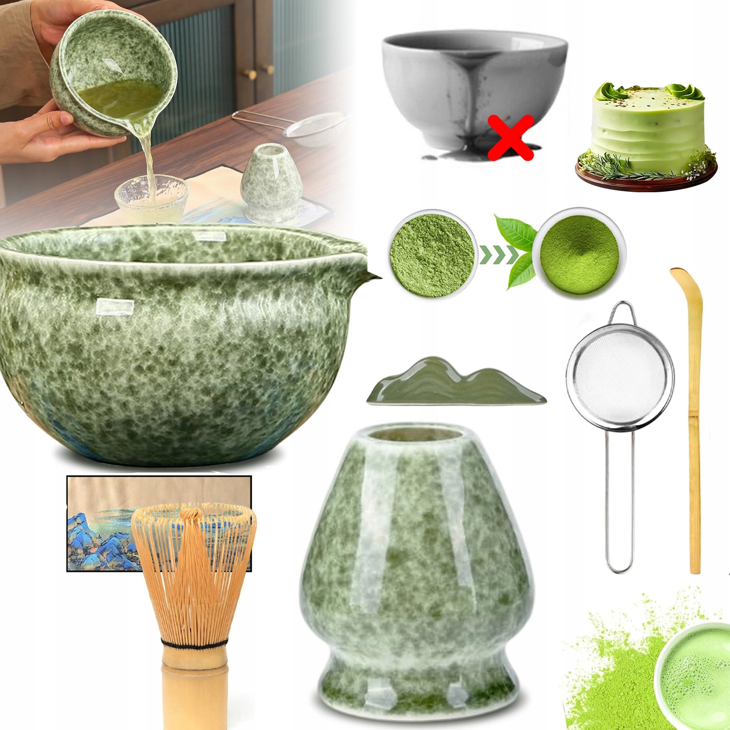 Bambusowy Zestaw Prezentowy Herbaty Matchy Chashaku Trzepaczka Łyżka Trwały