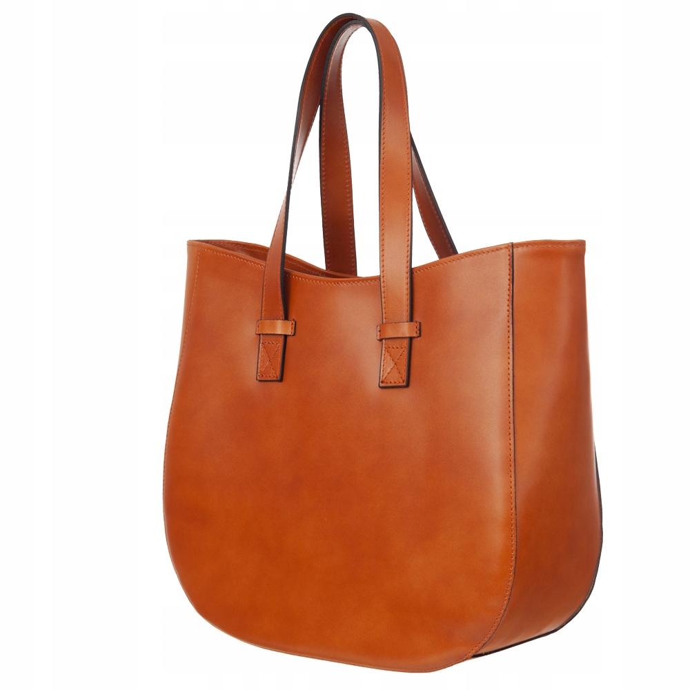 WŁOSKA RUDA TOREBKA SHOPPER SKÓRZANA TORBA VERA PELLE SKÓRA CAMEL A4 Kolor brązowy
