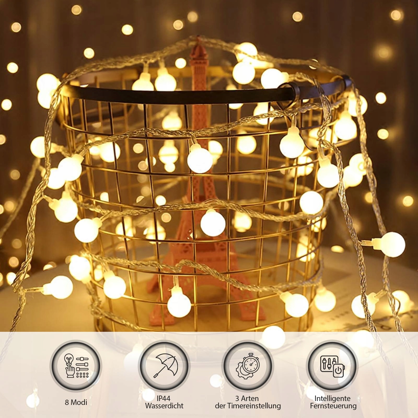 BRAND LAMPKI LED 27M 200 LED DO WNĘTRZ I NA ZEWNĄTRZ OŚWIETLENIE OGRODOWE — miniatura 2
