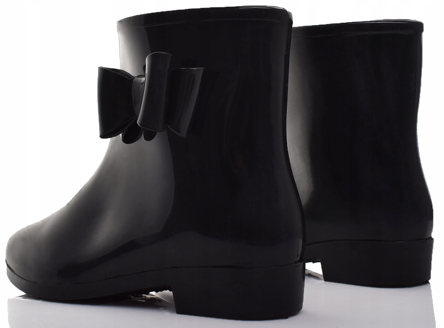 KLASYCZNE DAMSKE KALOSZE Z KOKARDĄ CZARNE NISKIE Marka inna