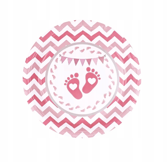 TALERZYKI BABY SHOWER ROCZEK RÓŻOWE STÓPKI