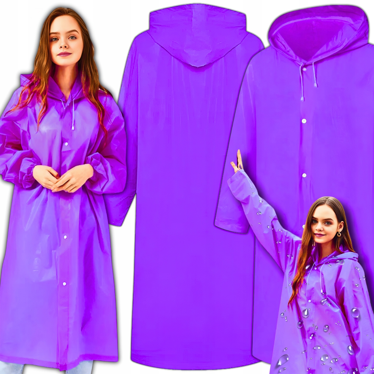 PŁASZCZ PRZECIWDESZCZOWY UNIWERSALNY PELERYNA PRZECIWDESZCZOWA Z KAPTUREM Materiał dominujący inny