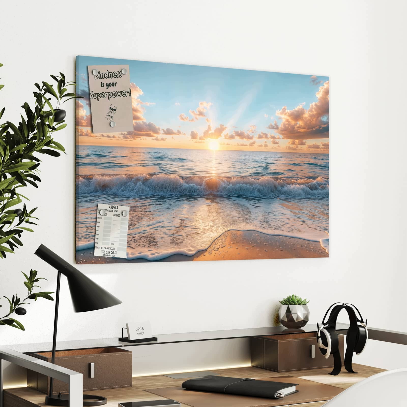 Magnetická tabule Pláž Západ slunce 90 × 60 cm