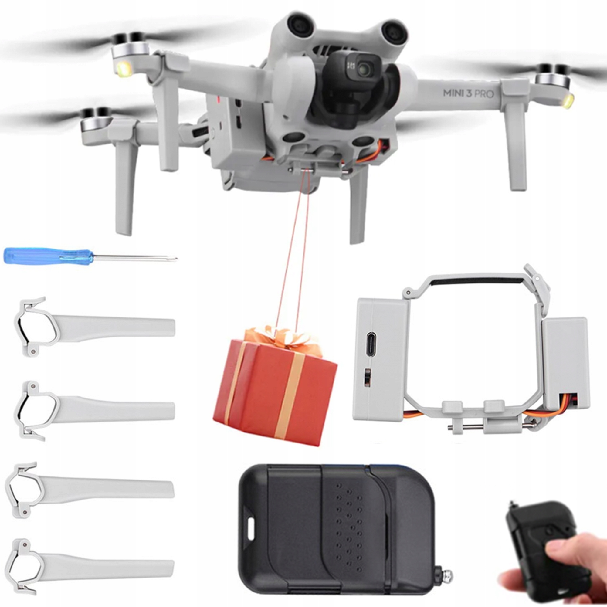 Modul Mechanismus Vypouštění z Drona Dálkové ovládání a Přistávací Nožičky Dji Mini 3 Pro