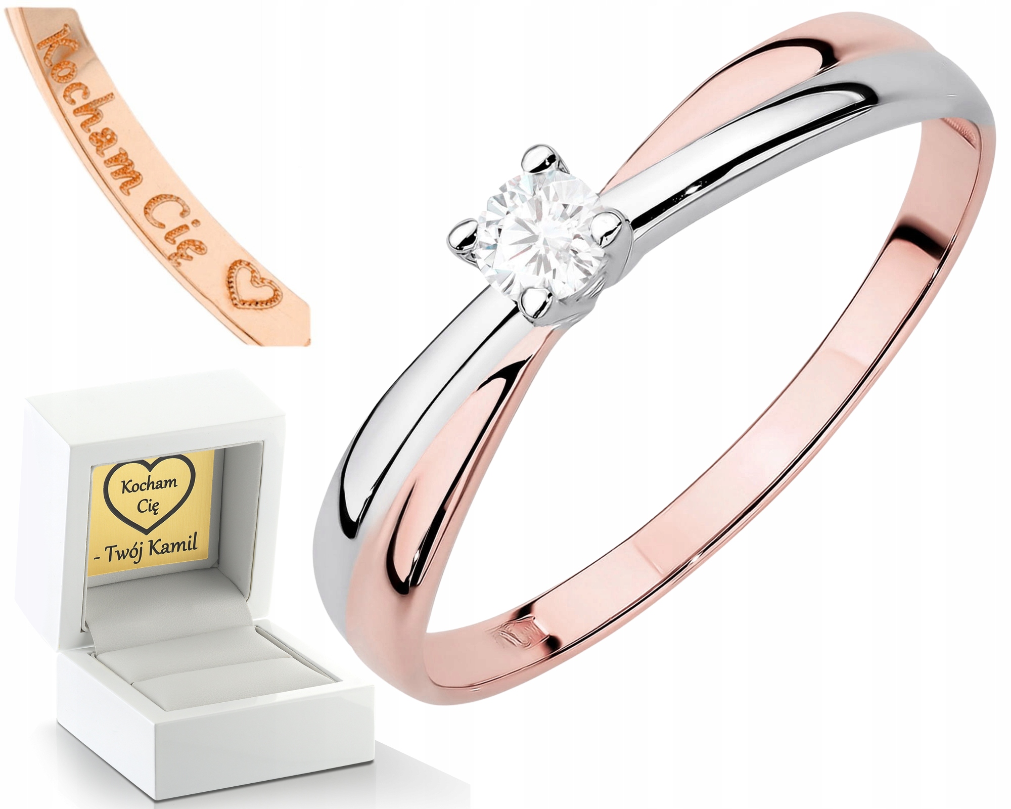 Růžové Zlato Prstýnek Laboratorní Briliant 585 Gravírování Bonus