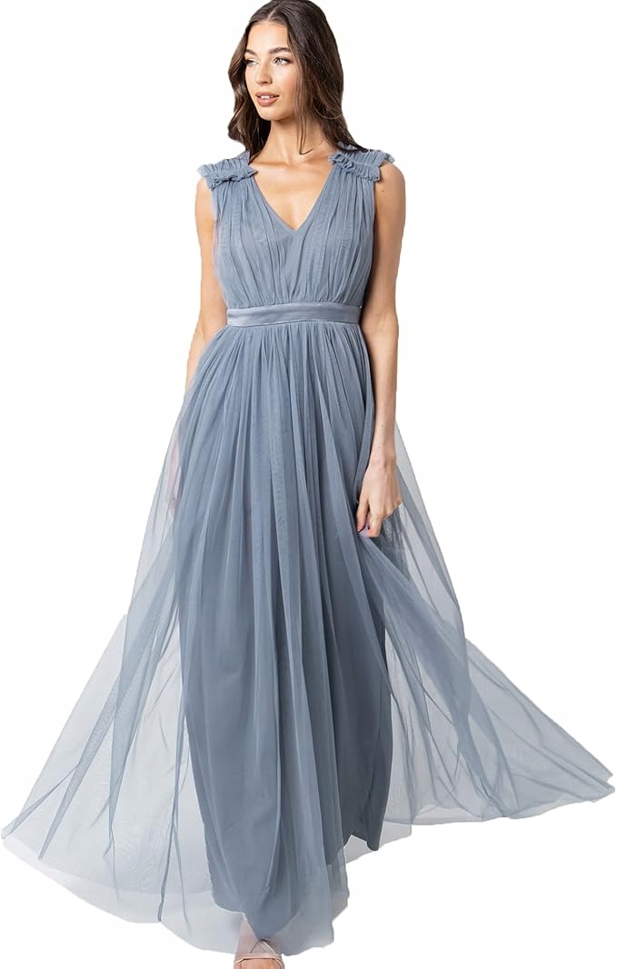 Maya Deluxe Plus Size Šaty Modré Maxi Jednoduché 46 7AA