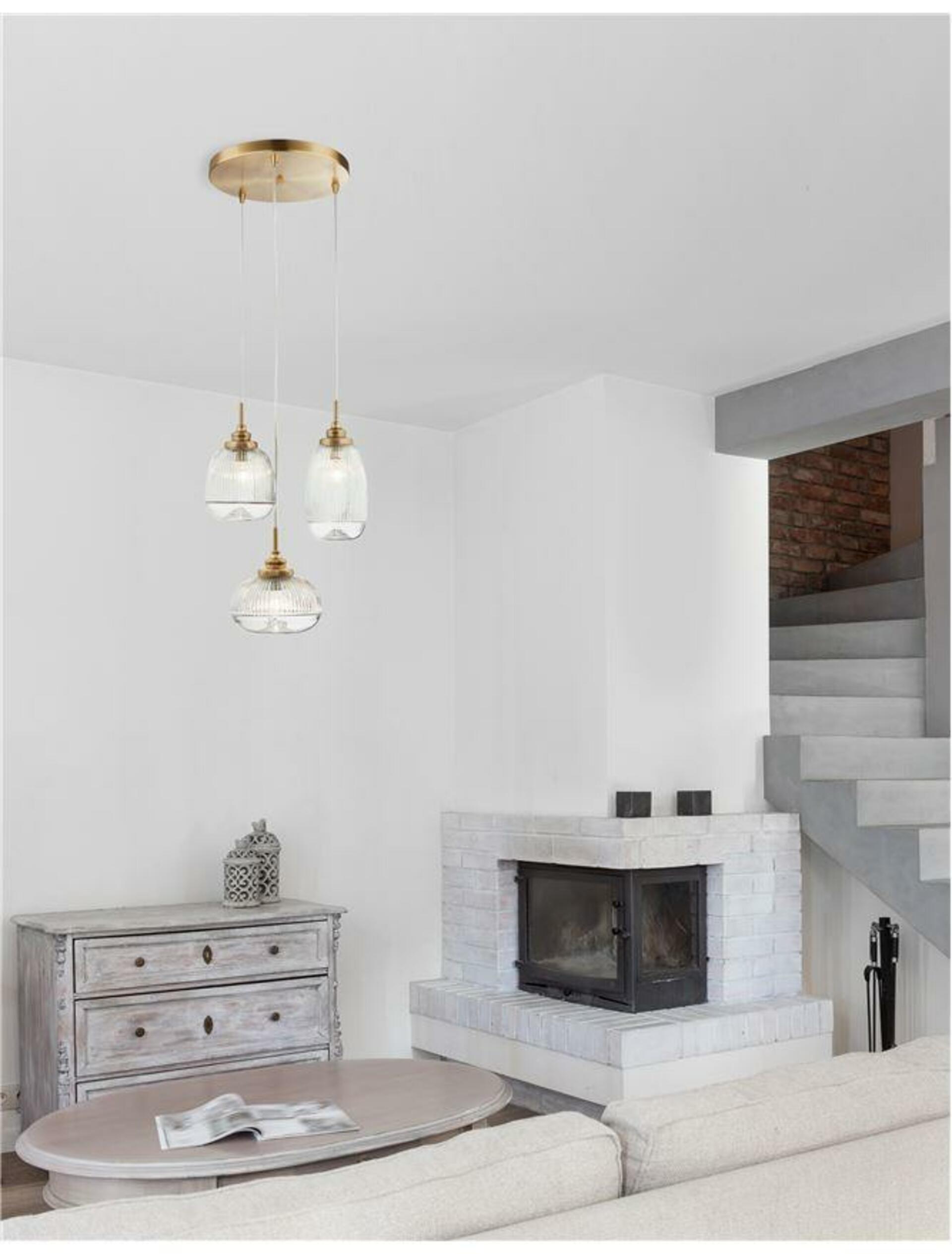 Nova Luce závesné svietidlo Mond saténový zlatý kov číre sklo E14 3x5W 230V