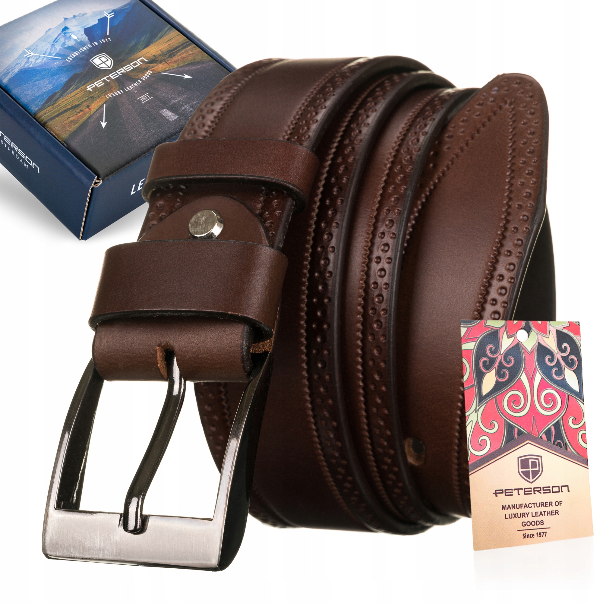 

Peterson stylowy pasek męski do jeansów brązowy