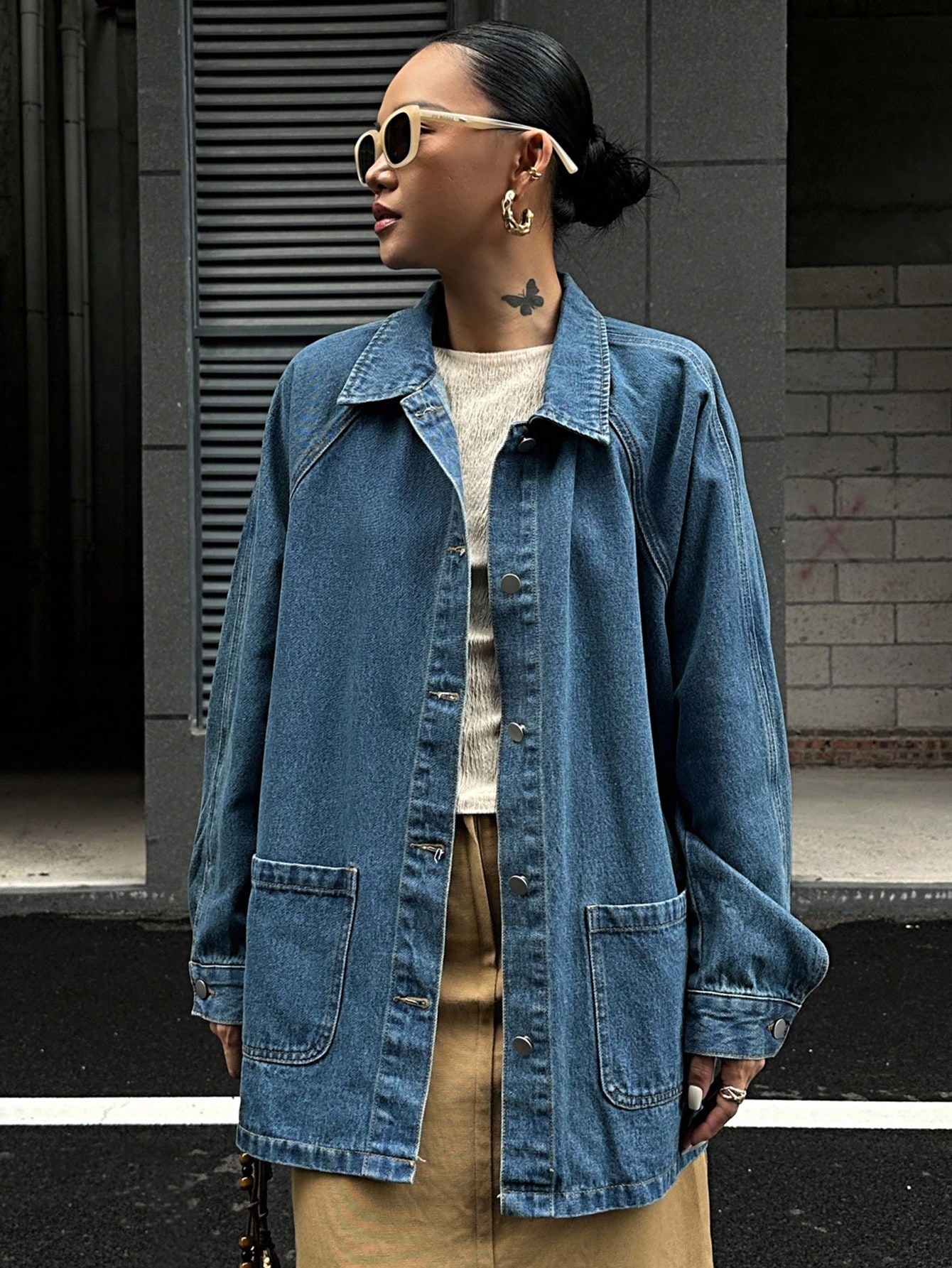 Dámská Džínová Bunda Oversize Volná Modrá Casual Dazy M 38