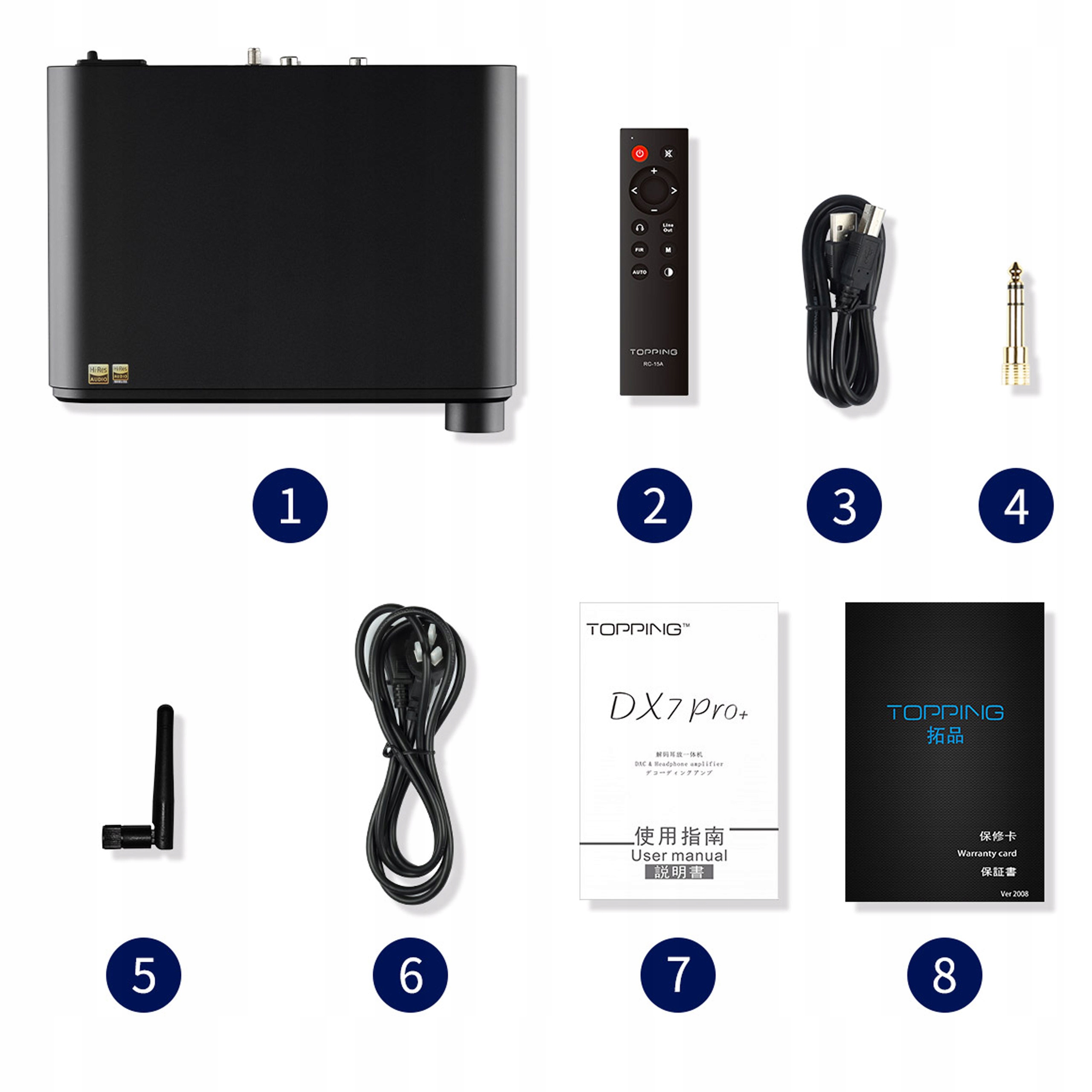 WZMACNIACZ SŁUCHAWKOWY Z DAC TOPPING DX7 PRO+ Kolor dominujący czarny