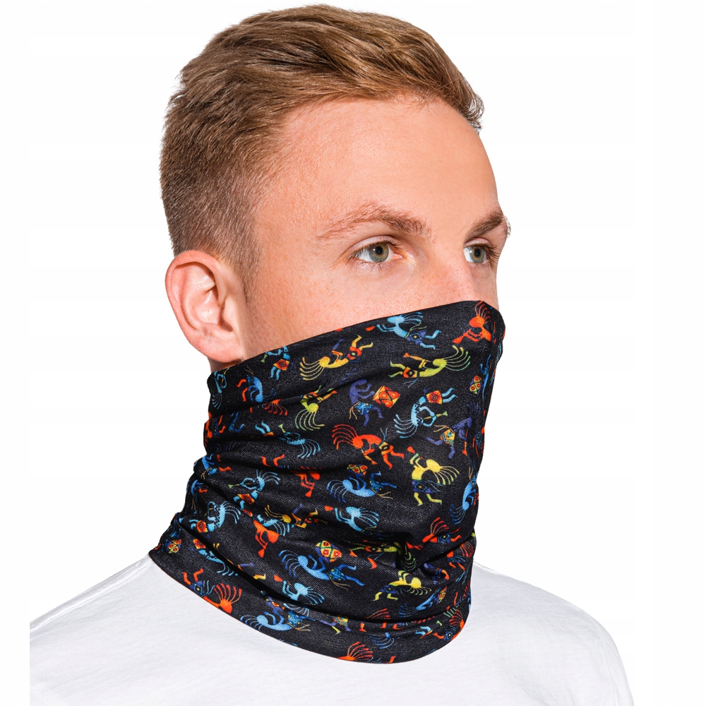 

Komin męski na twarz szalik nadruk A395 czarny