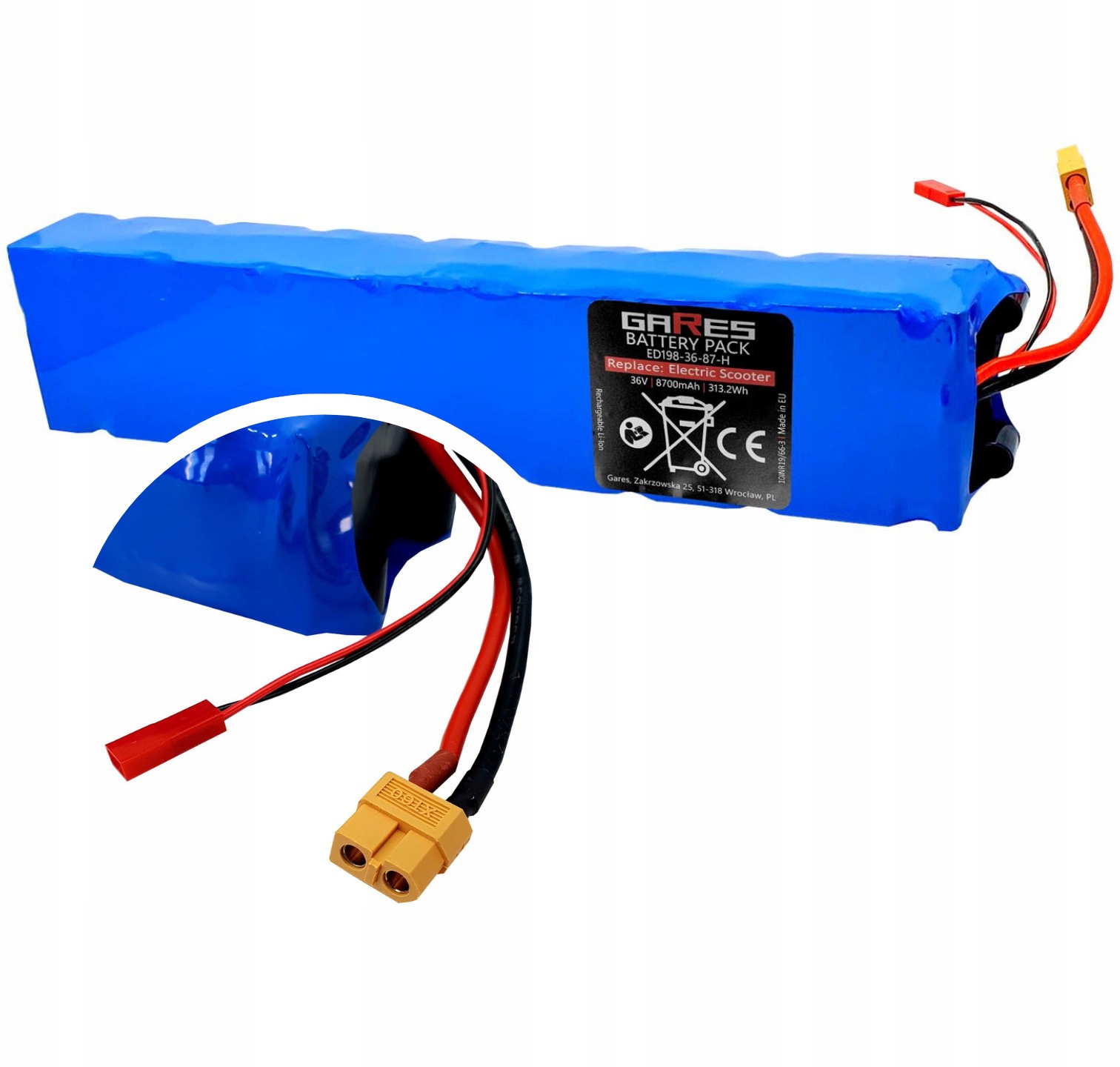 Akumulator Bateria do Hulajnogi Elektrycznej 36V 8,7Ah 8700mAh wtyczka XT60