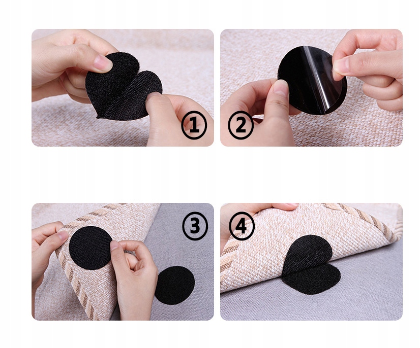 Rzep ANTYPOŚLIZGOWY MOCNE SAMOPRZYLEPNE pod Dywan Obrus Sofę 5szt. biały Kolor biały