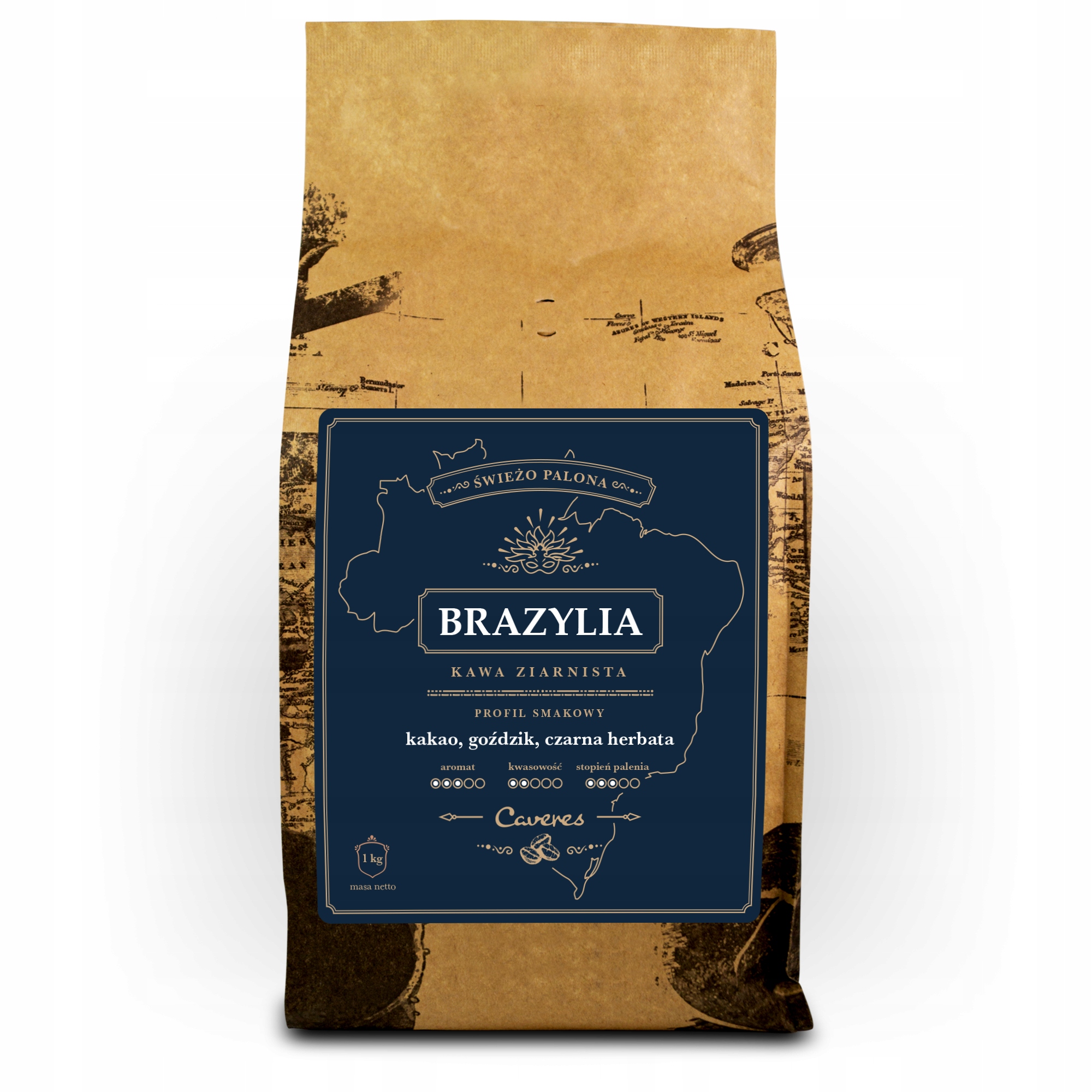 Levně Káva zrnková Caveres Brazílie 1 kg 1000 g