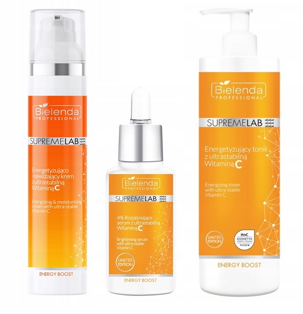 Sada Bielenda SupremeLab: Krém, Tonikum, Sérum s Vitamínem C Energy Boost XXXL
