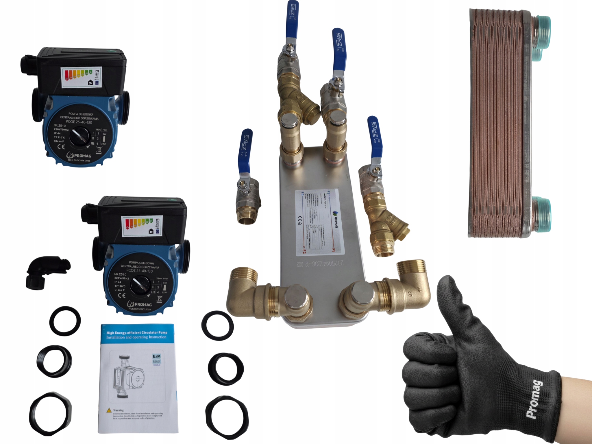 Zestaw wymiennik pompa armatura Co 25 40 130 płyt 20 3/4 moc 22 kW *2 Pompy