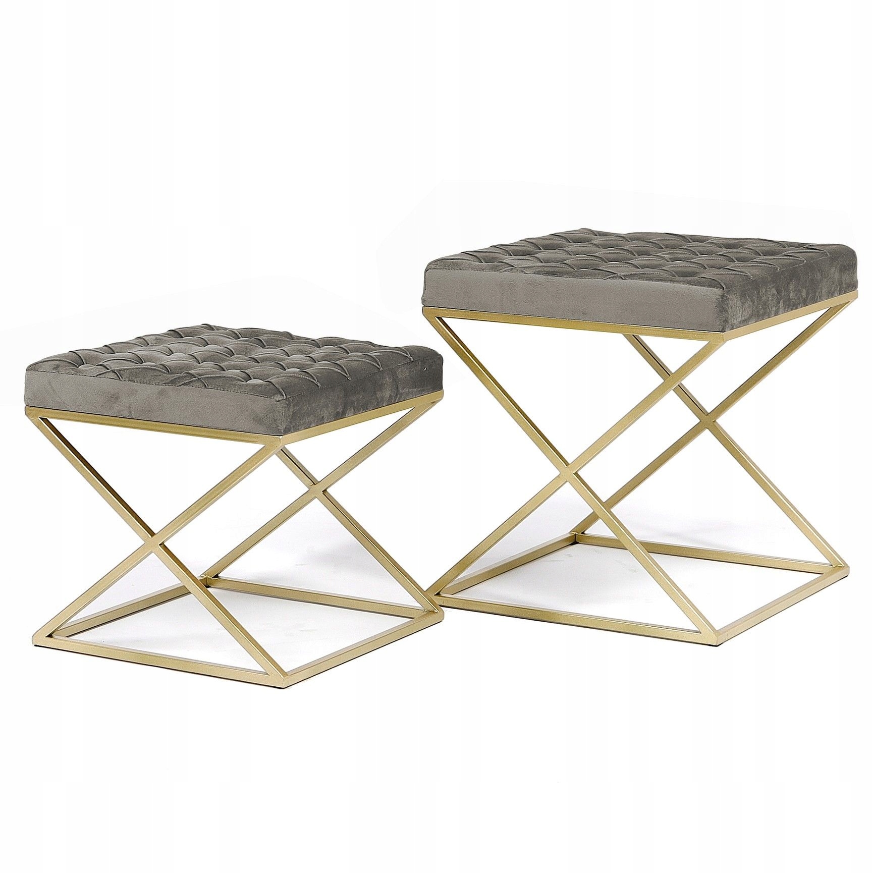 Pufa Welurowa Złota Szara Welur 37 + 46cm 2w1