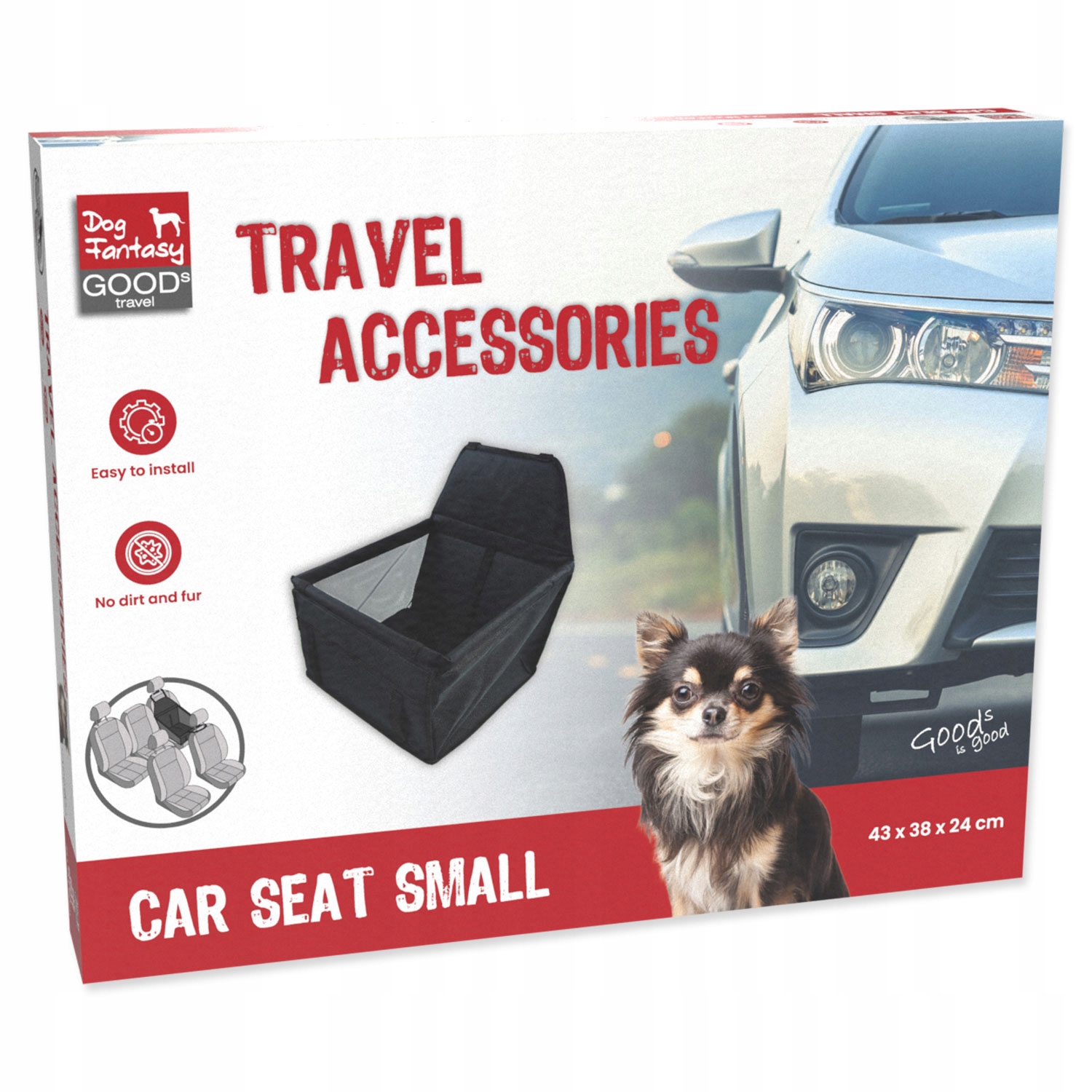 Levně Podložka do auta textilní Xs/s Dog Fantasy černá 24 cm x 43 cm