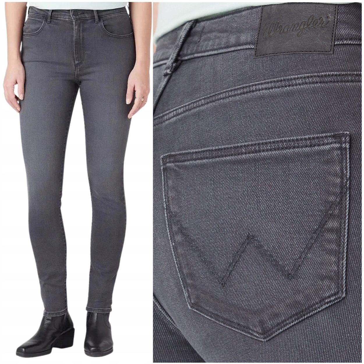 Wrangler High Skinny vysoké šedé dámské džínové kalhoty úzké nohavice W27 L30