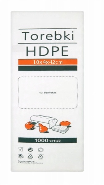 

Woreczki torebki Hdpe śniadaniowe 18x42 cm 1000szt