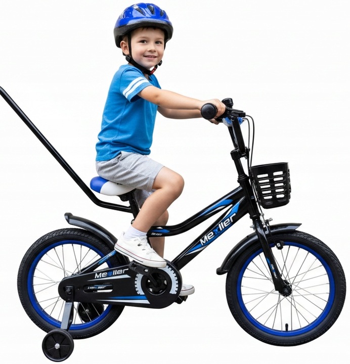 Rower dziecięcy Mexller Bmx 16 cali Rowerek Niebieski dla Chłopca Prowadnik