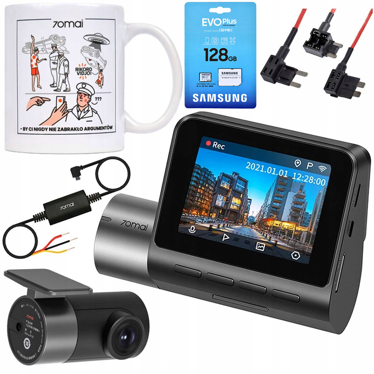 

Wideorejestrator 70mai A500S Przód Tył+ 128GB+ Acc