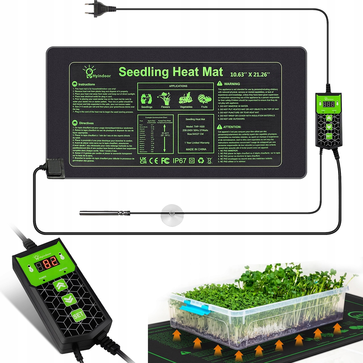 Levně Topný Rohož S Termostatem Terárium Rostlin Sazenice 55x27 cm 27 W