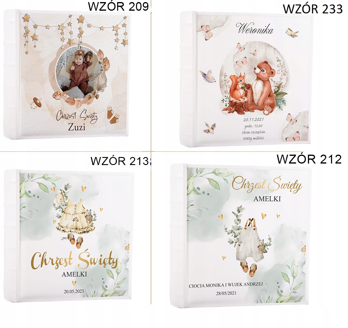 ALBUM NA ZDJĘCIA 300 CHRZEST ROCZEK METRYCZKA Materiał okładki ekoskóra