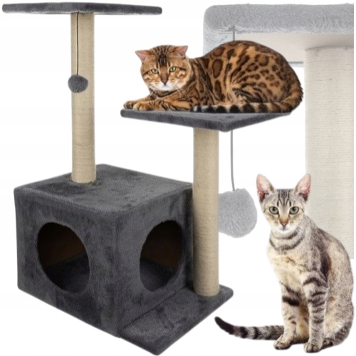 Levně Škrabadlo pro kočky Pelíšek Domeček Sloupek Hračka Kočka 4 úrovně Stromek Budka